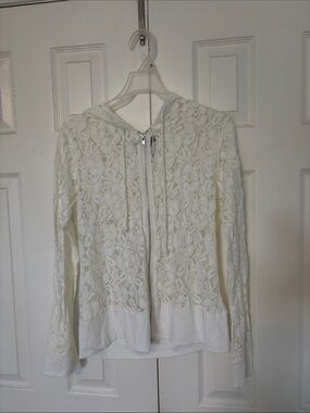 Miss Chievous Cream Lace Zip Hoodie